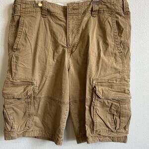 Hollister Khaki Tan Cargo Shorts Men 33 Vintage Beach Summer Skate Y2K